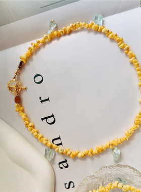 海洋系列天然贝壳小海螺蓝色水晶个性海边度假小众项链