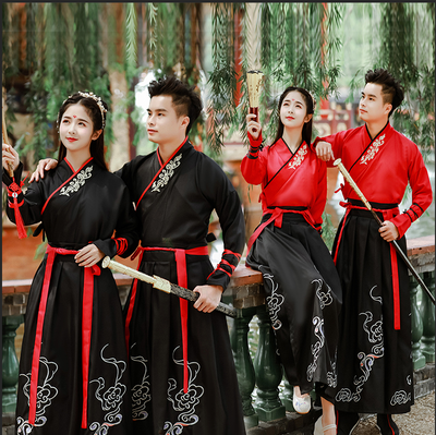 日常改良汉服男女通用书生侠客风交领齐腰襦裙情侣中国风古装原创