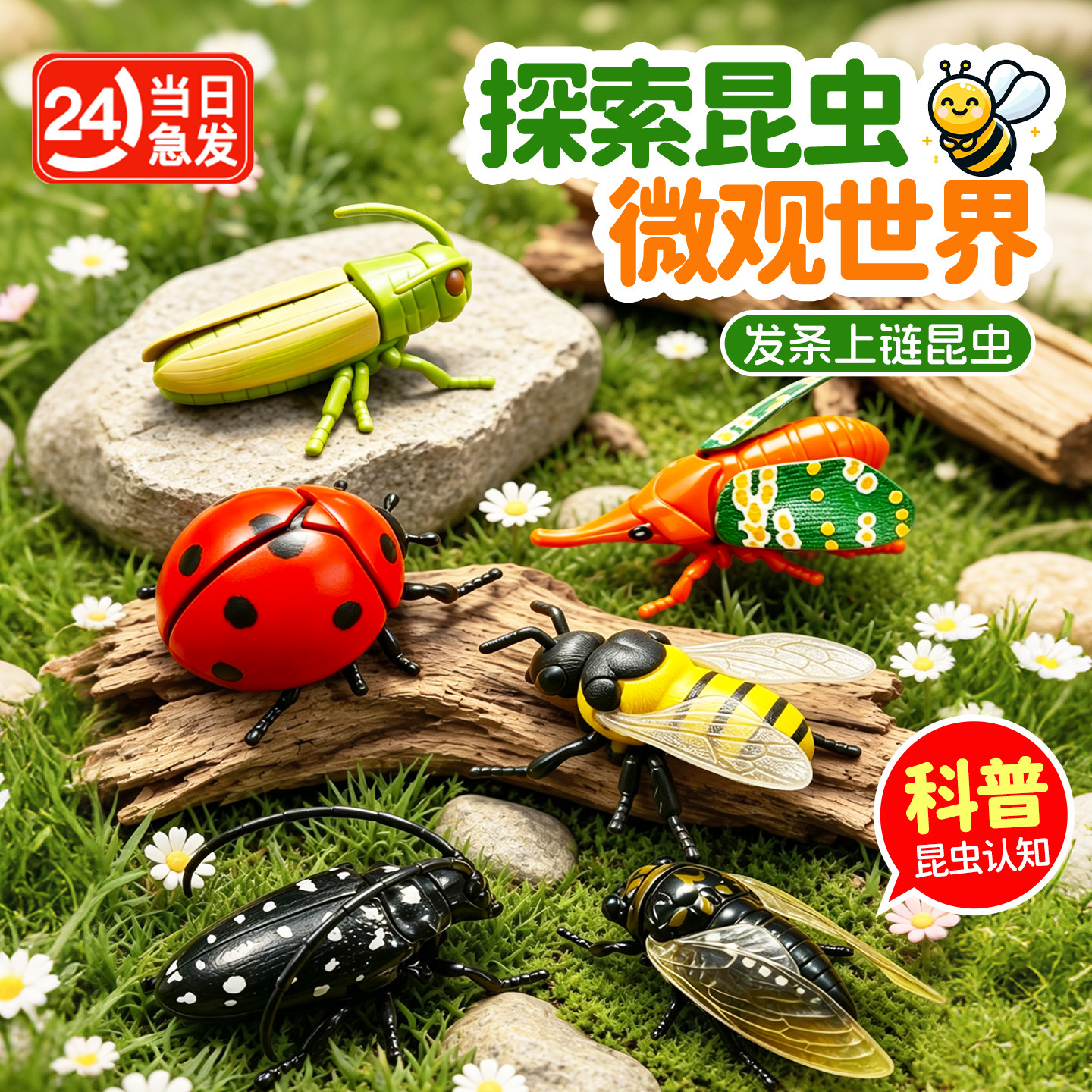 发条昆虫儿童玩具仿真爬行甲壳虫蜜蜂知了会动的甲虫模型男孩女孩