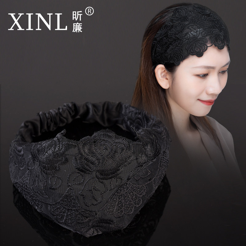 透气蕾丝宽边遮白发头巾发带网红洗脸敷面膜发箍时尚刺绣花朵头套