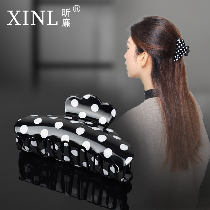 黑白波点格子条纹洗澡中号后脑勺