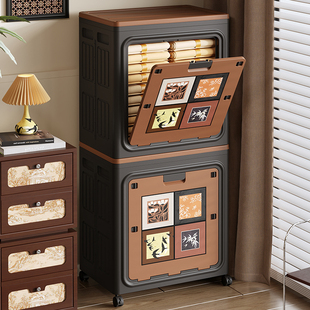 中古风衣服收纳箱大容量家用翻盖可折叠被子整理箱玩具零食储物柜