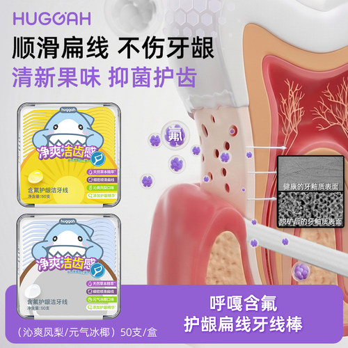 含氟护龈抗菌扁线牙线棒儿童
