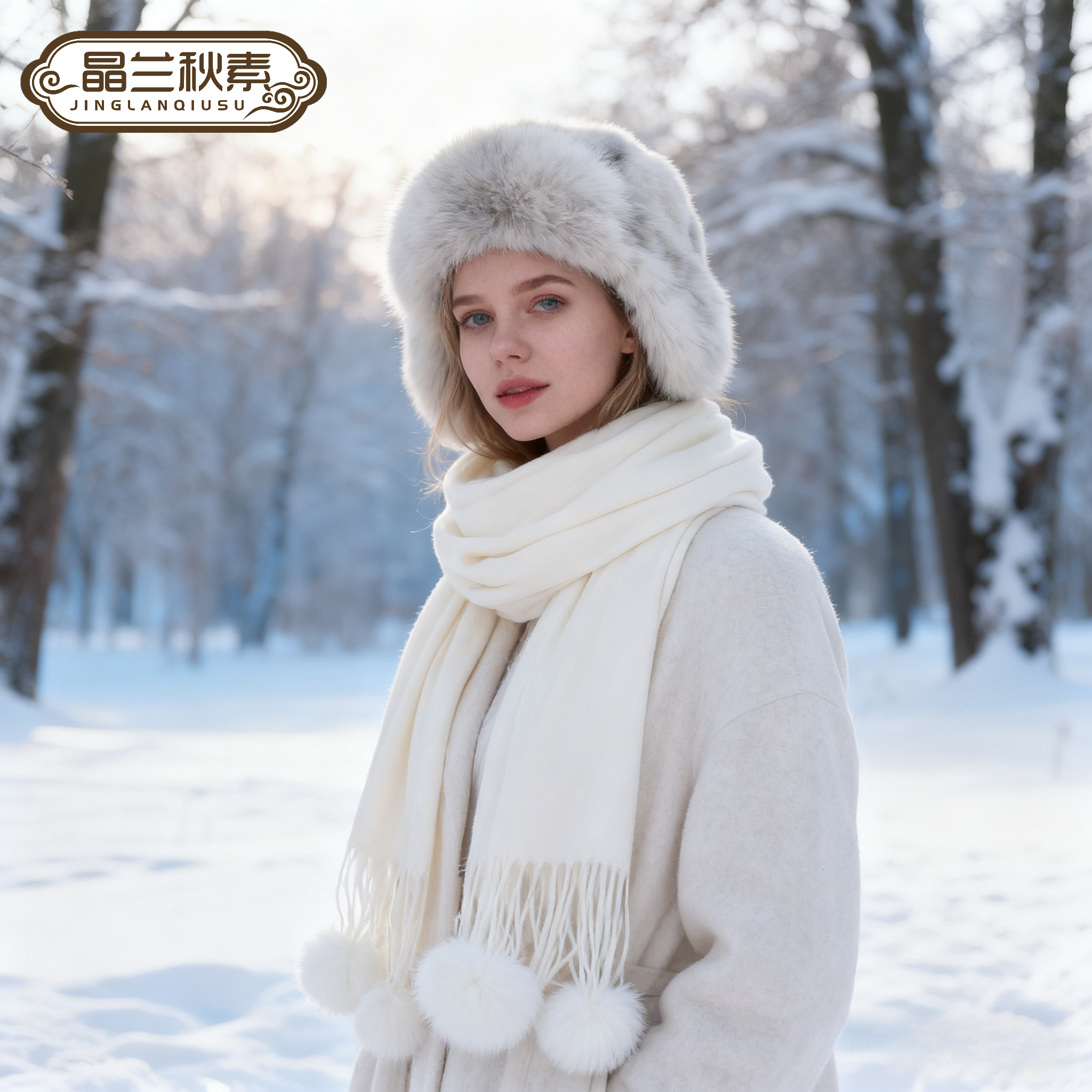 冬季獭兔毛球新款韩版羊绒围巾披肩加厚保暖学生纯色百搭围脖包邮