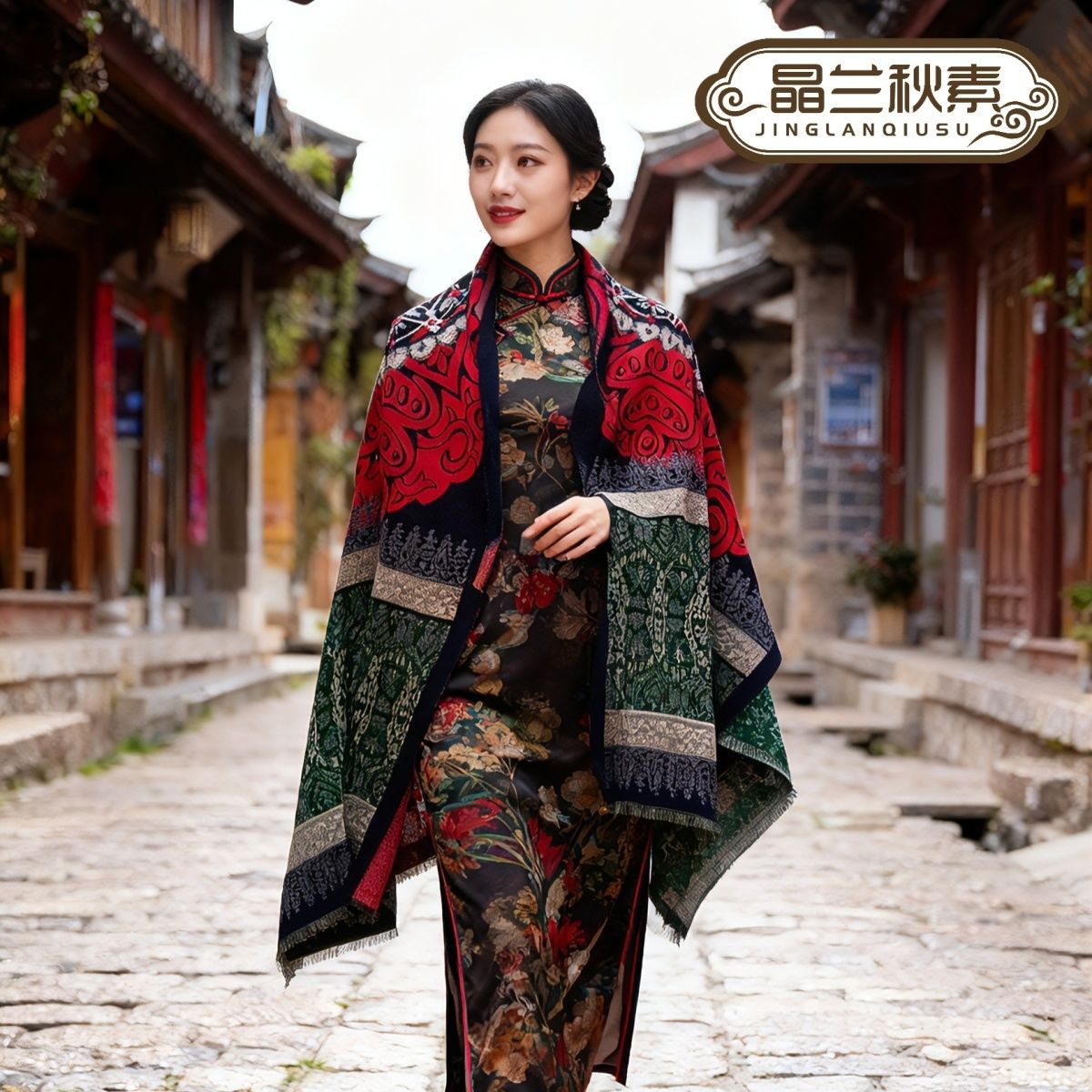 2026新款民族风图腾流苏披肩女