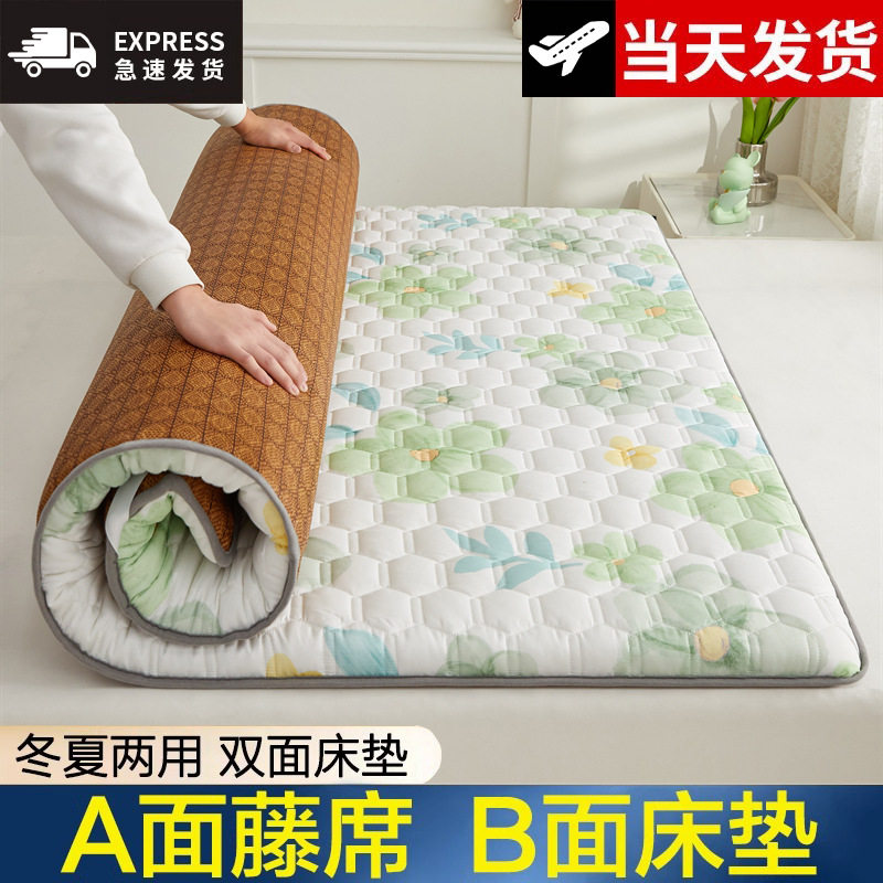 F榻榻米夏季冰丝凉席床垫子软垫学生宿舍单人两用折叠出租屋褥子