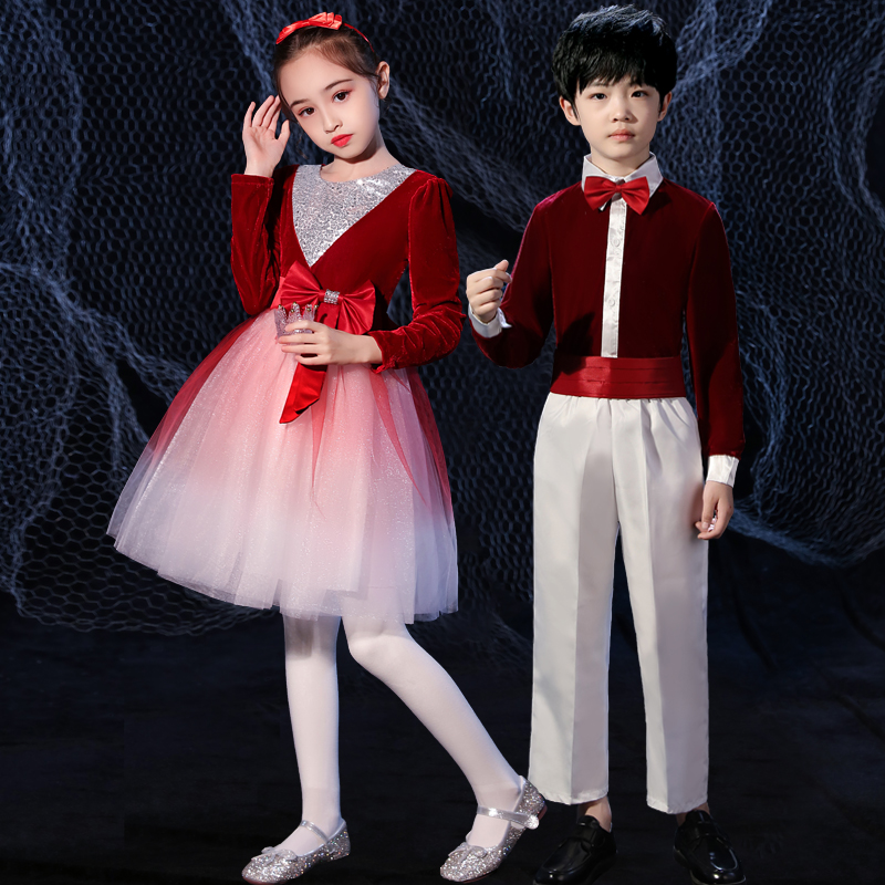 儿童合唱朗诵服爱国红歌演讲礼服