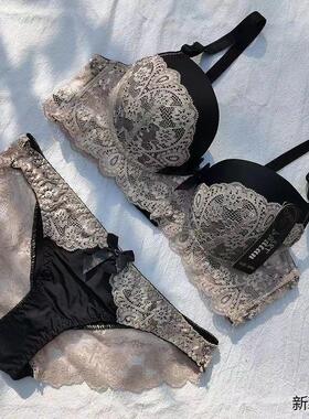 可爱少女深V性感34AB-42AB小胸显丰满聚拢内衣调整型蕾丝文胸套装