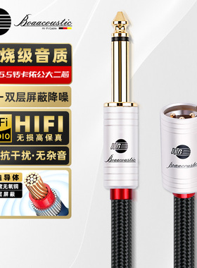JIB德国蟒蛇hifi发烧级4N无氧铜6.5大二芯6.35mm转卡侬公卡农头音频信号线调音台声卡接音箱双层屏蔽线BB123