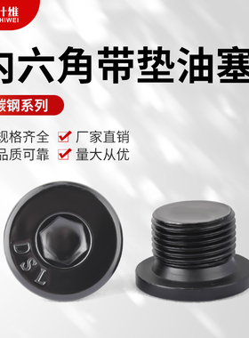 内六角带垫油塞4.8级JB1001国标/英制内六角带垫喉塞螺塞堵头闷头