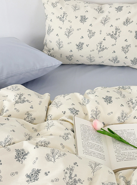 isn少女小清新碎花纯棉四件套全棉被套床笠床单人床上用品三件套