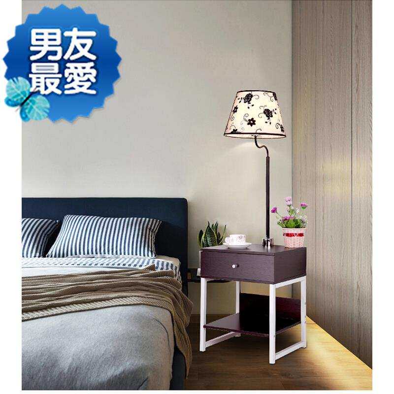 现代新中式客厅沙发卧室儿童房置物架床头柜16遥控立式一体落地灯