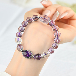 天然紫塔晶紫水晶魔盒手链 九紫离火新中式时尚大气新手串