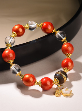 原创飘漆非遗大漆珠搭配天然白水