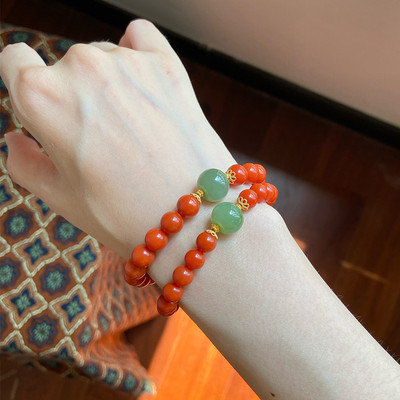 女款南红碧玉转运珠手链8mm圆珠