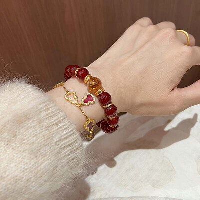 本命年天然红玛瑙手串女设计款盘