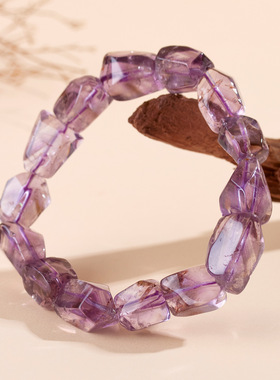 天然紫水晶随形单圈手链冰透时尚