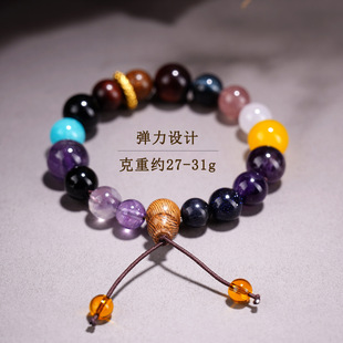 天然水晶玛瑙玉髓十八子手链紫水晶多宝多福寺院文创男女手串