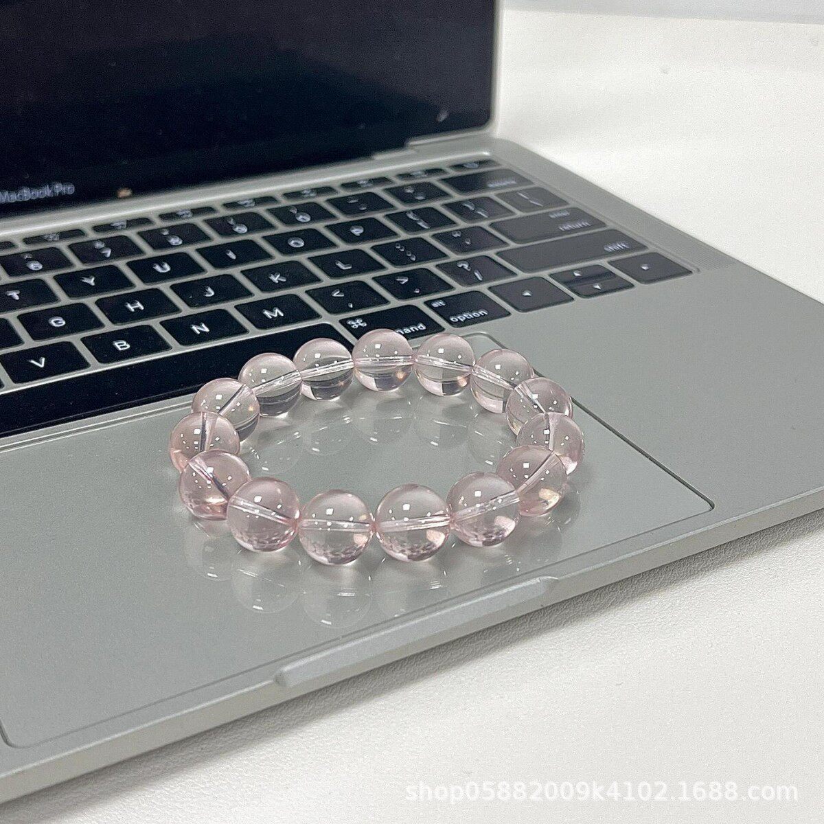 天然莫桑比克星光粉色粉晶手链女芙蓉石通透粉水晶手串送闺蜜礼物
