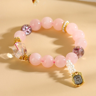 天然水晶马粉扎基拉姆手链新中式女士款手串寺院文创手串饰品