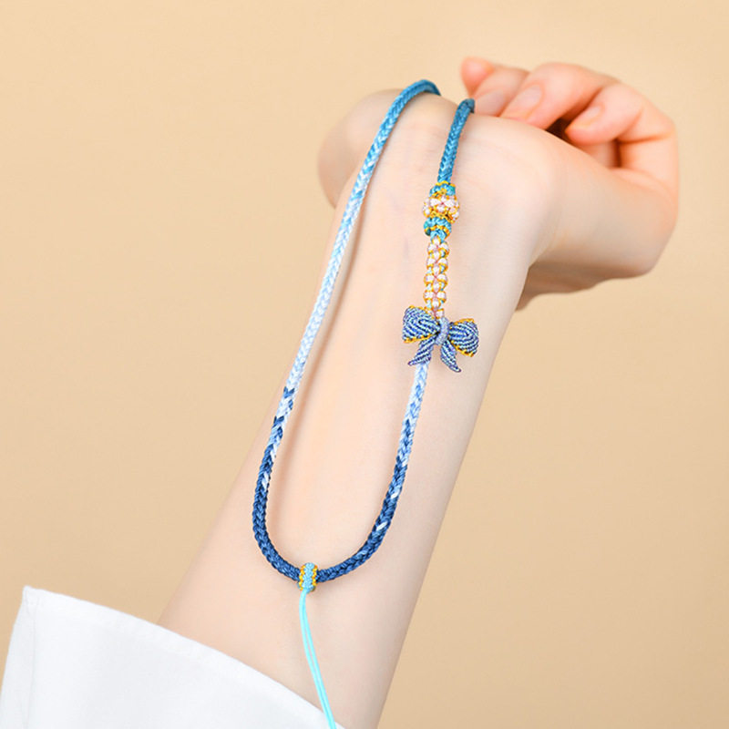 蝴蝶结项链绳diy手工编织半成品黄金翡翠玉石吊坠挂绳毛衣链