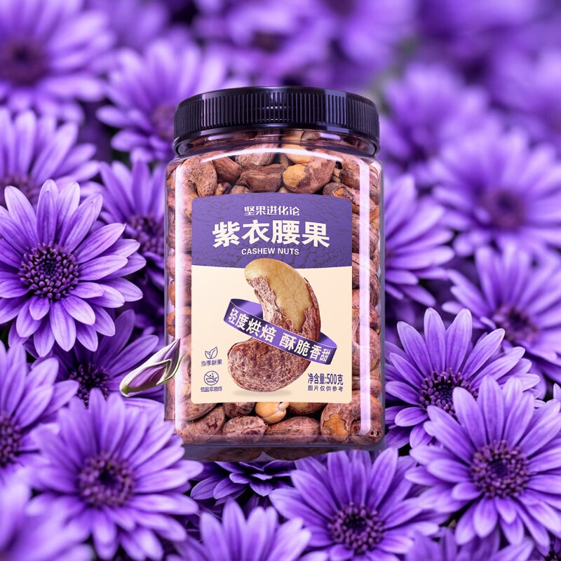 坚果进化论500g罐装紫衣腰果零食