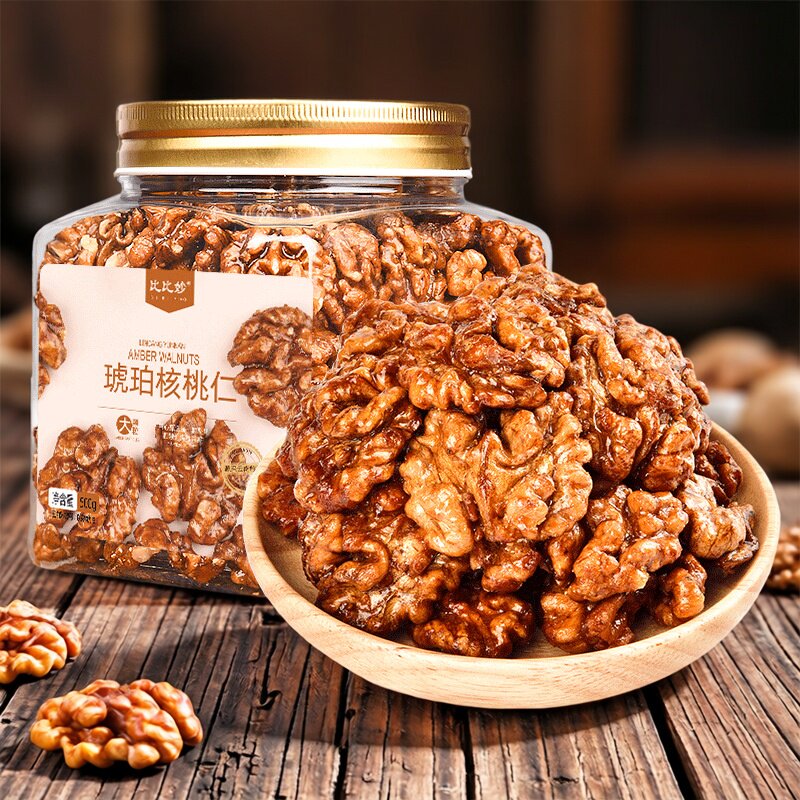 浙江比比妙琥珀核桃仁500g罐装甜脆即食坚果零食营养健康休闲小吃