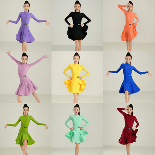 FAZ歐標女童高級拉丁舞蹈服少兒網(wǎng)紅比賽規(guī)定服藝考大擺裙演出服