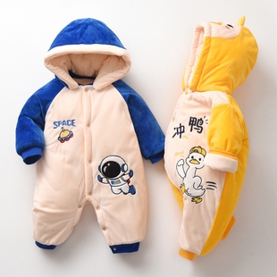 秋冬新生儿外穿外出棉服哈衣婴儿保暖加厚连体衣男女宝宝冬季衣服