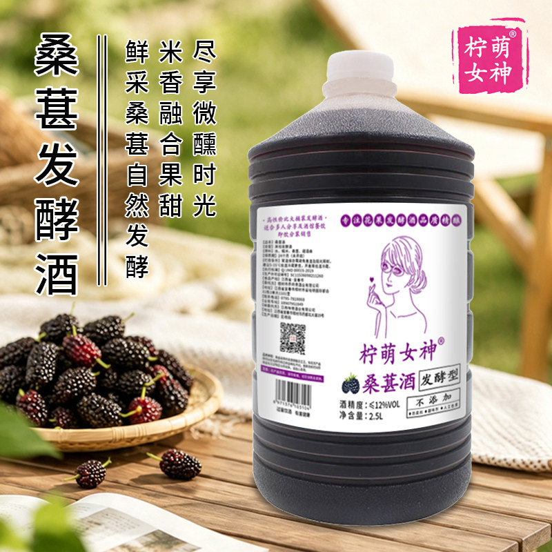 桑葚酒鲜果发酵纯粮米酒无添加低度微醺糯米酒酸甜可口桶装桑葚酒