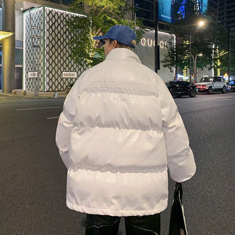 PU皮棉服男冬季加厚工装机车外套美式设计感新款棉衣高街潮牌棉袄