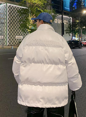 pu皮棉衣男冬季宽松潮牌美式高街棉服加厚青少年痞帅国潮棉袄外套