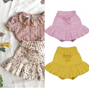 ins2025春夏mp系列同款女童超柔软100精梳棉针织纯色墨染杂色裙裤