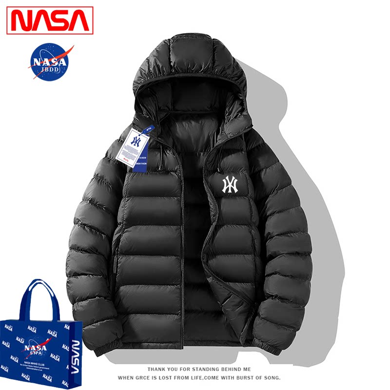 NASA连帽羽绒服男女2026冬季新款加厚保暖情侣棉衣服外套潮