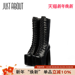 方头增高显瘦时装 时尚 靴长靴女 about秋冬厚底粗跟高跟靴个性 just