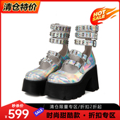 about银色玛丽珍鞋 女厚底高跟鞋 镭射模特舞台潮鞋 just 芭蕾单鞋