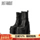 just about黑色机车靴厚底短靴女超高跟马丁靴帅气瘦脚潮酷时装 靴