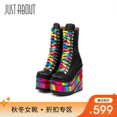 just 靴子 港风休闲时装 about秋冬潮牌绚丽款 增高坡跟漆皮女高跟鞋