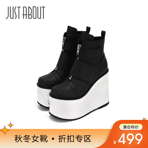 网红坡跟街头风时装靴秋冬新品
