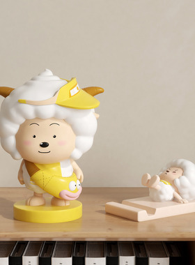 创意可爱喜羊羊手机支架正版喜羊羊与灰太狼客厅桌面玄关装饰摆件