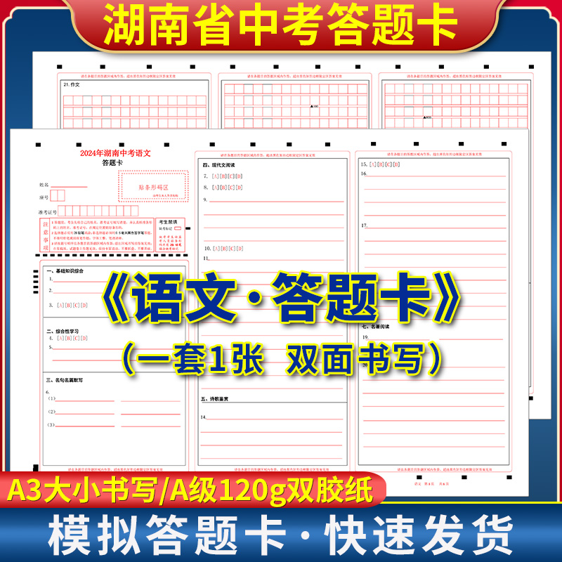 湖南省2024年中考语文答题卡