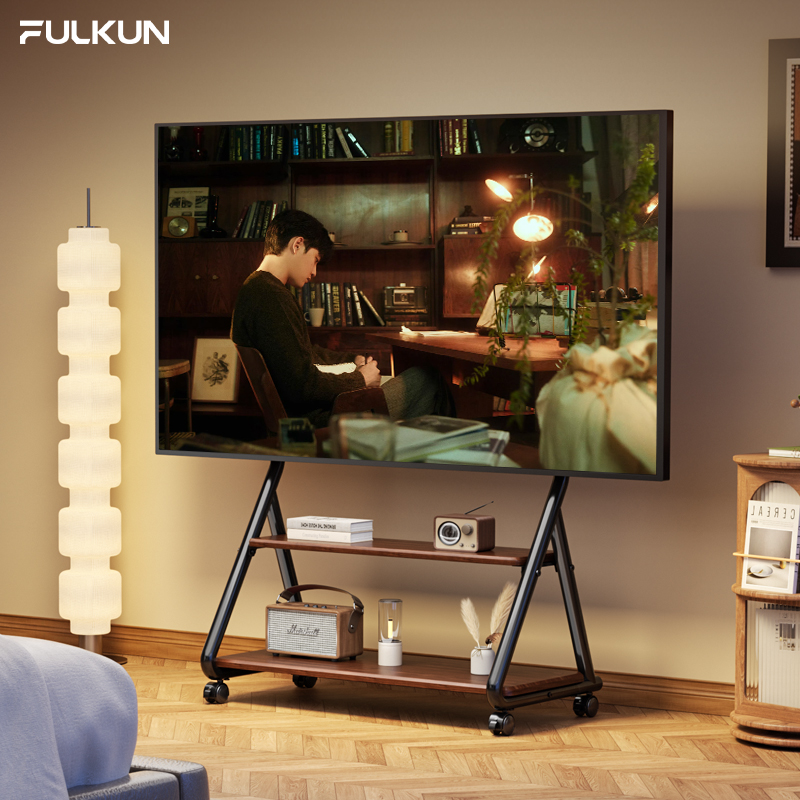 电视机移动支架艺术落地推车带轮旋转55-85英寸适用小米海信TCL等