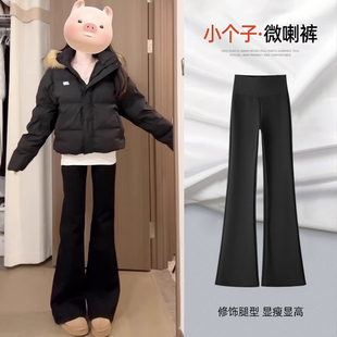 秋冬高腰垂感显瘦lulu喇叭裤 小个子黑色加绒微喇鲨鱼裤 女2025新款