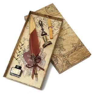 覆古金属鹅毛笔套装，笔礼盒，教师节，教师节给老师的有意义的礼