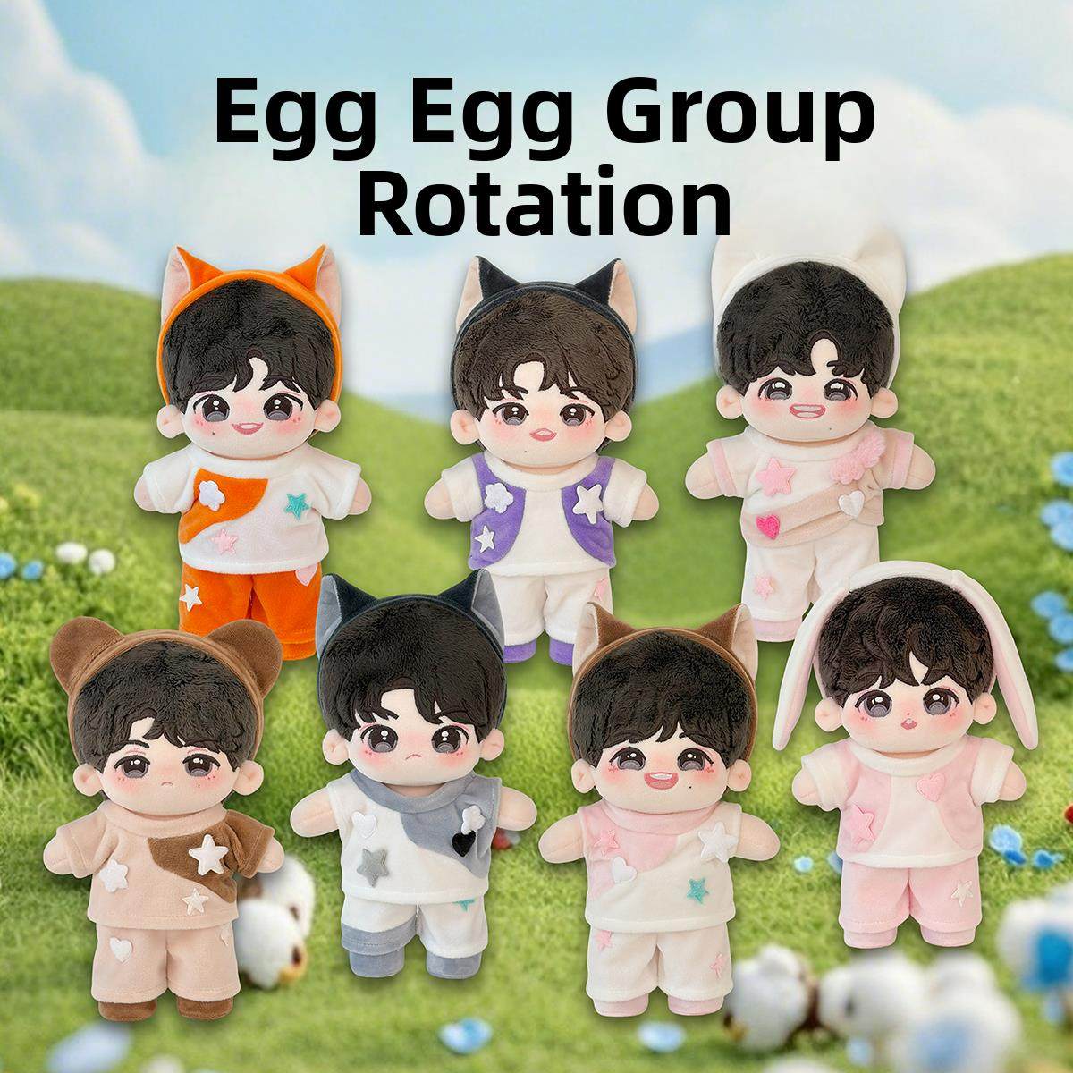 时代青年团棉娃娃三特定外设与同一动物塑料20厘米婴儿服装套装现