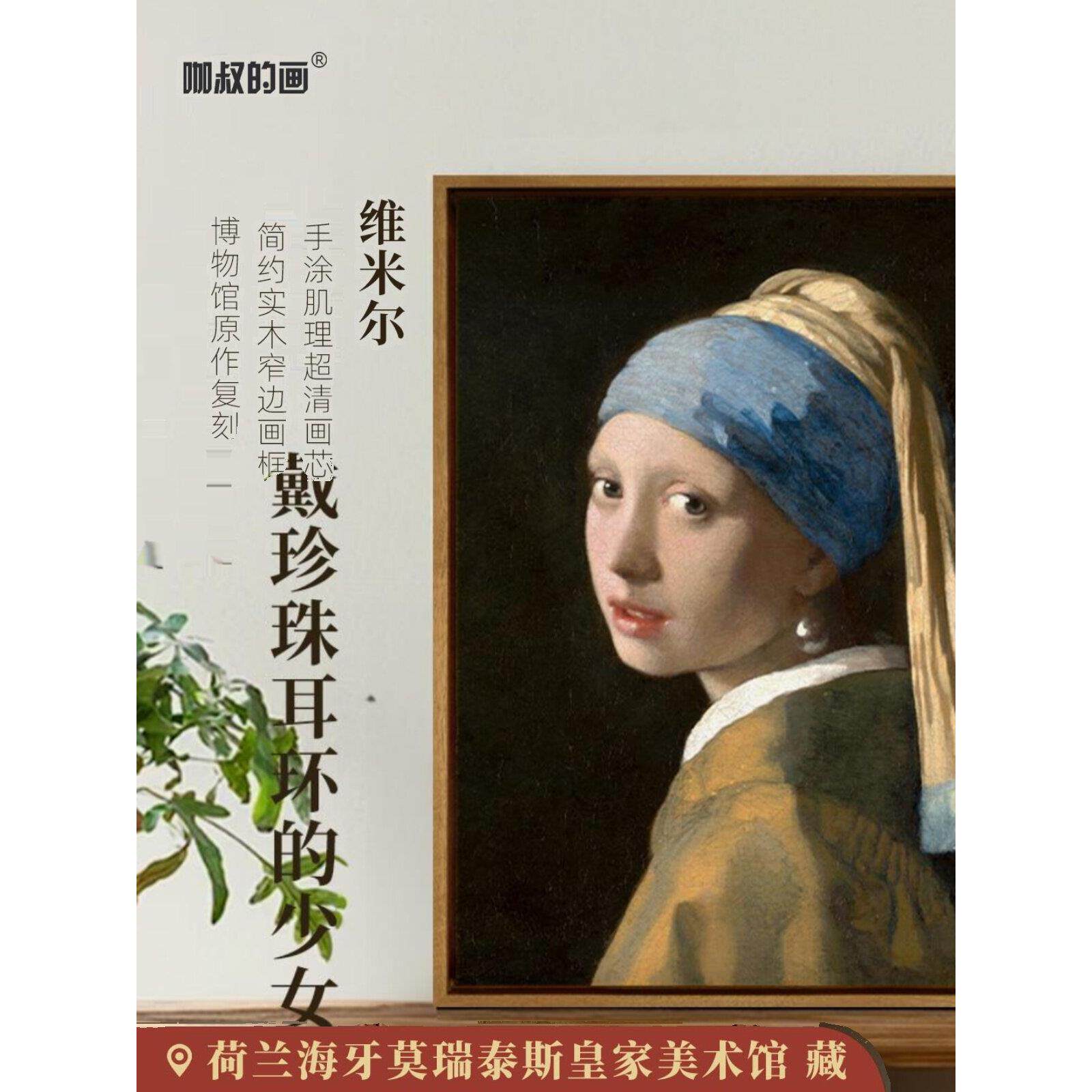 新品 维米尔《戴珍珠耳环的少女》客厅沙发背景墙装饰画玄关挂画