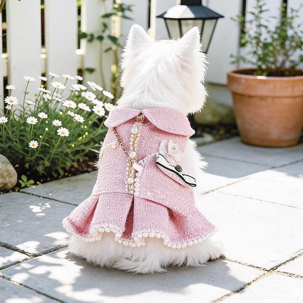 狗狗衣服秋冬装猫咪公主裙子名媛小香背包珍珠小型犬泰迪宠物衣服