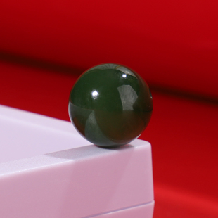 俄罗斯和田玉碧玉散珠吊坠天然玉石老坑料菠菜绿阳绿圆珠单珠