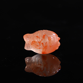 厚11mm年年有余 天然南红冰飘鱼背云珠子对孔16.6mm 宽11mm 279号