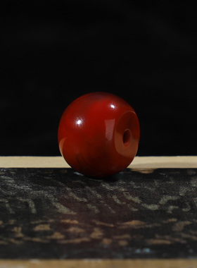 南红铁皮包浆鼓珠原矿单珠散珠直径13.7mm*宽10.2mm孔径2.2mmCD14